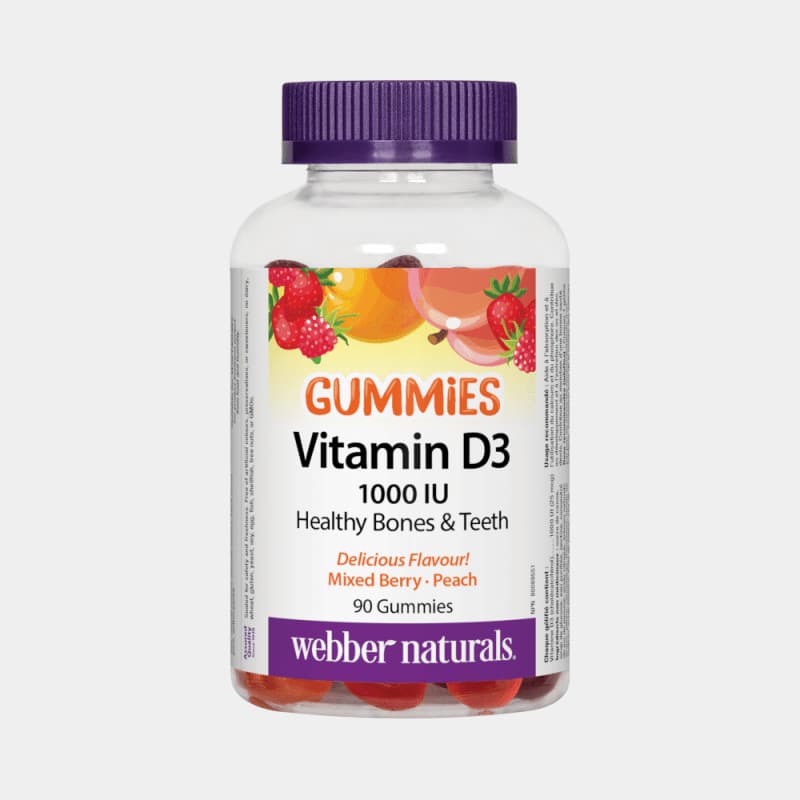 Vitamín D3 Gummies 1000 IU príchuť lesného ovocia a broskyne