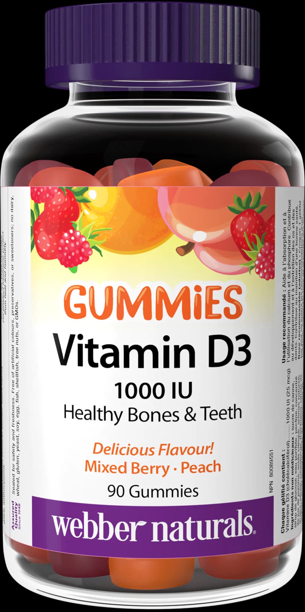 Vitamín D3 Gummies 1000 IU príchuť lesného ovocia a broskyne – obrázok 2